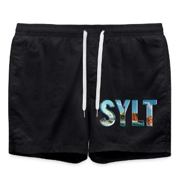 SYLT – maritime, elegant, Nordic - Swim Trunks - black - Front - AI Model Male 185 light (185cm)