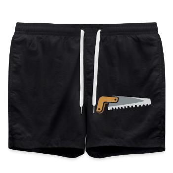 Illustration de scie de style bande dessinée - Graphique d’outil - Short de bain - noir - Devant - AI Model Male 185 light (185cm)