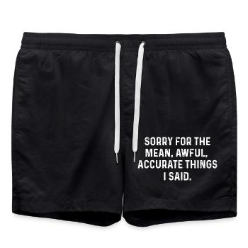 Bold Quote Mean Things I Said - Swim Trunks - black - Front - AI Model Male 185 light (185cm)