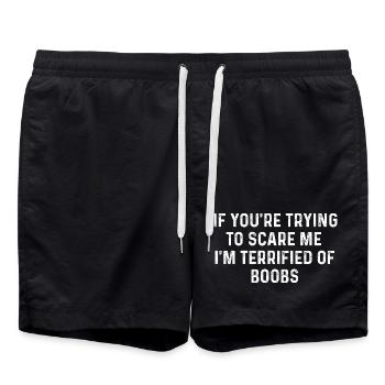 Terrifié par les seins Citation - Short de bain - noir - Devant - AI Model Male 185 light (185cm)