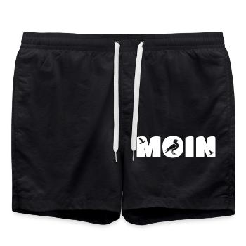 Moin Seagull Coastal Greeting - Maritime - Swim Trunks - black - Front - AI Model Male 185 light (185cm)