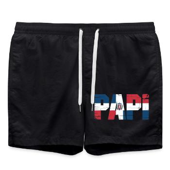  Papi Dominikanische Flagge – Stolzer Papa aus der - Badeshorts - Schwarz - Vorne - AI Model Male 185 light (185cm)