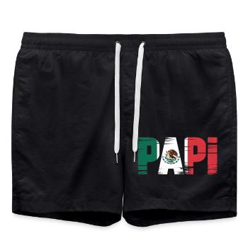 Drapeau Daddy Mexico – Père fier dans le style latino - Short de bain - noir - Devant - AI Model Male 185 light (185cm)