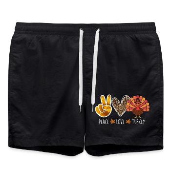 Peace Love Turkey Thanksgiving Autumn Vibes - Swim Trunks - black - Front - AI Model Male 185 light (185cm)
