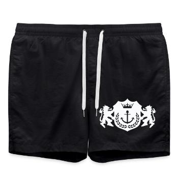 Armoiries de l’ancre royale - Short de bain - noir - Devant - AI Model Male 185 light (185cm)