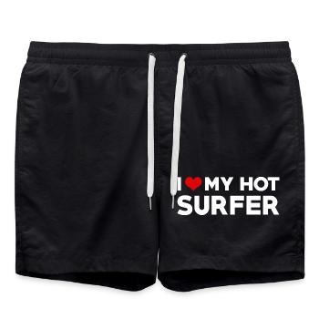 J’aime mon surfeur chaud Mari Femme Petit ami - Short de bain - noir - Devant - AI Model Male 185 light (185cm)