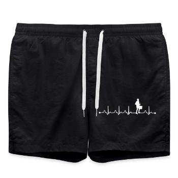 Snare Drum Kit Player Heartbeat EKG Funny Snare - Short de bain - noir - Devant - AI Model Male 185 light (185cm)