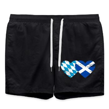 Bavaria Scotland flag heart used - Swim Trunks - black - Front - AI Model Male 185 light (185cm)