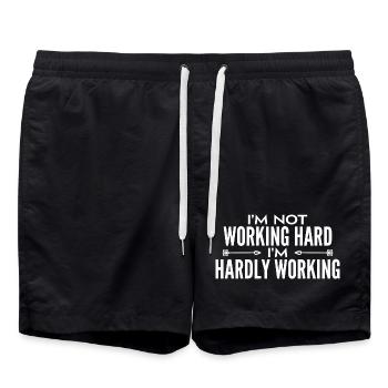 I'm not working hard - I'm hardly working - Swim Trunks - black - Front - AI Model Male 185 light (185cm)