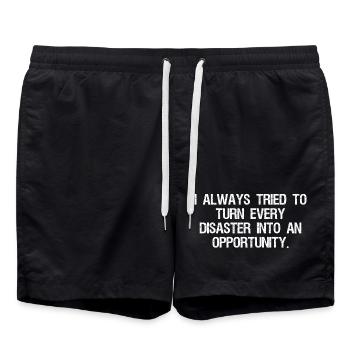 I always tried to turn-every disaster into an - Swim Trunks - black - Front - AI Model Male 185 light (185cm)