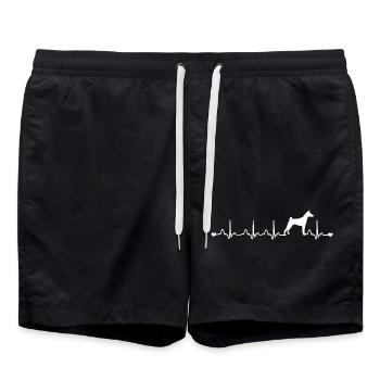 Herzschlag EKG Basenji Hund Mama Liebhaber Hund Papa - Badeshorts - Schwarz - Vorne - AI Model Male 185 light (185cm)