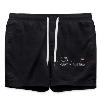 Mäht en Autriche – Schaf Spruch Wortspiel - Short de bain - noir - Devant - AI Model Male 185 light (185cm)