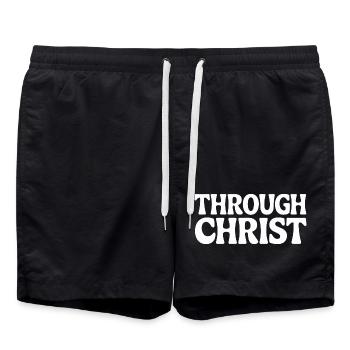 Par le Christ Jésus Chrétiens Foi - Short de bain - noir - Devant - AI Model Male 185 light (185cm)