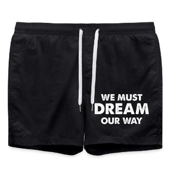 Wir müssen unseren Weg träumen - Badeshorts - Schwarz - Vorne - AI Model Male 185 light (185cm)