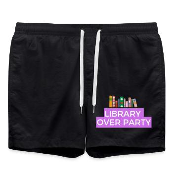 Library and books are better than a party - Swim Trunks - black - Front - AI Model Male 185 light (185cm)