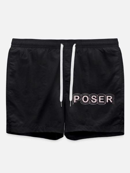 Minimalistisches POSER-Textdesign - Badeshorts - Schwarz
