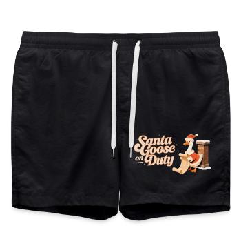 Santa Goose On Duty Weihnachten Geschenk - Badeshorts - Schwarz - Vorne - AI Model Male 185 light (185cm)