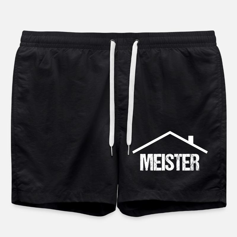 Master Crafts Logo with Roof - Swim Trunks - black