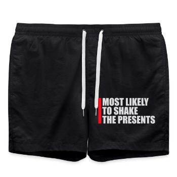 Most Likely to Shake the Presents Christmas Fun - Swim Trunks - black - Front - AI Model Male 185 light (185cm)