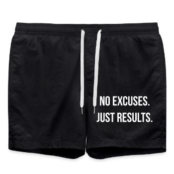 NO EXCUSES. JUST RESULTS. | Greyline Official - Swim Trunks - black - Front - AI Model Male 185 light (185cm)