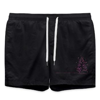 Pink Lines Christmas Tree Sketch - Swim Trunks - black - Front - AI Model Male 185 light (185cm)