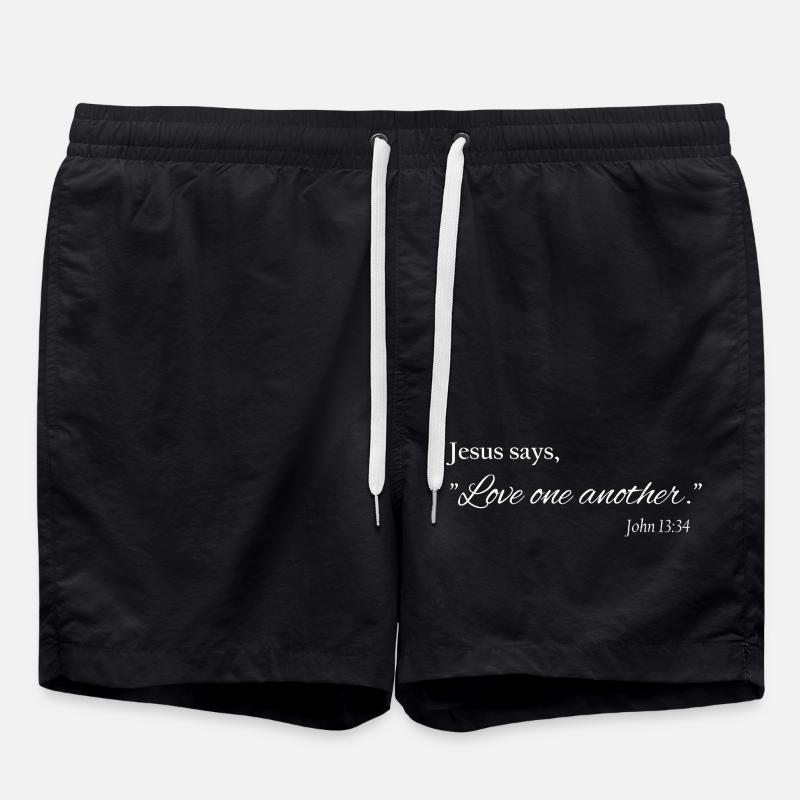 Love One Another – Christian Faith - Swim Trunks - black