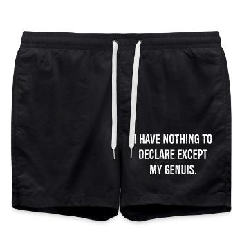 I have nothing to declare except my genuis - Swim Trunks - black - Front - AI Model Male 185 light (185cm)
