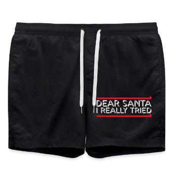 Dear Santa I Really Tried Weihnachten Humor Lustig - Badeshorts - Schwarz - Vorne - AI Model Male 185 light (185cm)