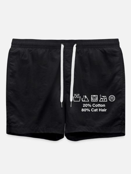Cat 80% Cat Hair 20% Cotton Meow Cats - Swim Trunks - black