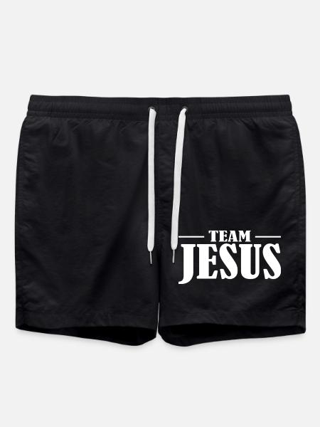 Team Jesus Lettering Design - Swim Trunks - black