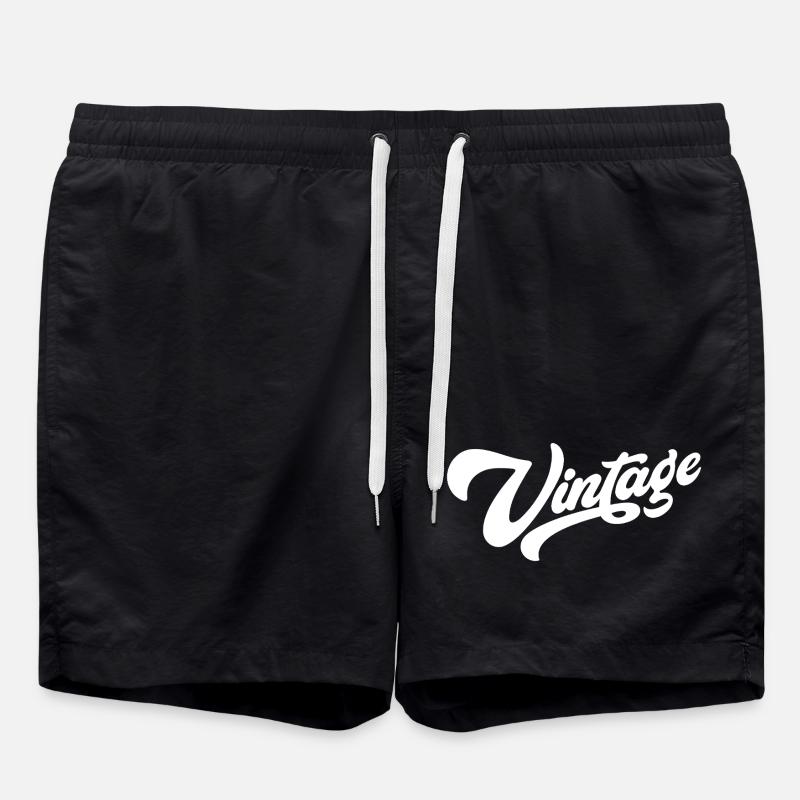 Vintage blanc - Short de bain - noir