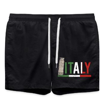 Italy Colosseum Flag Portrait - Swim Trunks - black - Front - AI Model Male 185 light (185cm)