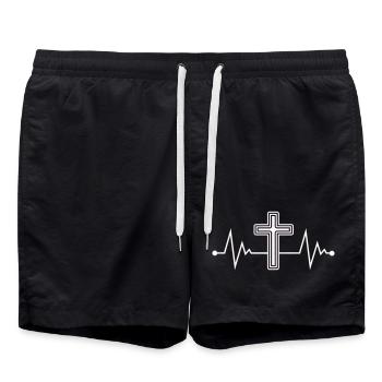Cross heartbeat icon - Swim Trunks - black - Front - AI Model Male 185 light (185cm)