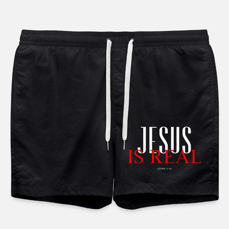 Jesus is real! - Swim Trunks - black