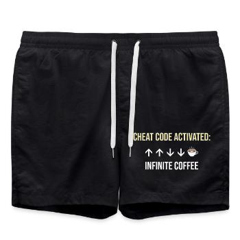 Unendlicher Kaffee Aktiver Cheat-Code - Badeshorts - Schwarz - Vorne - AI Model Male 185 light (185cm)