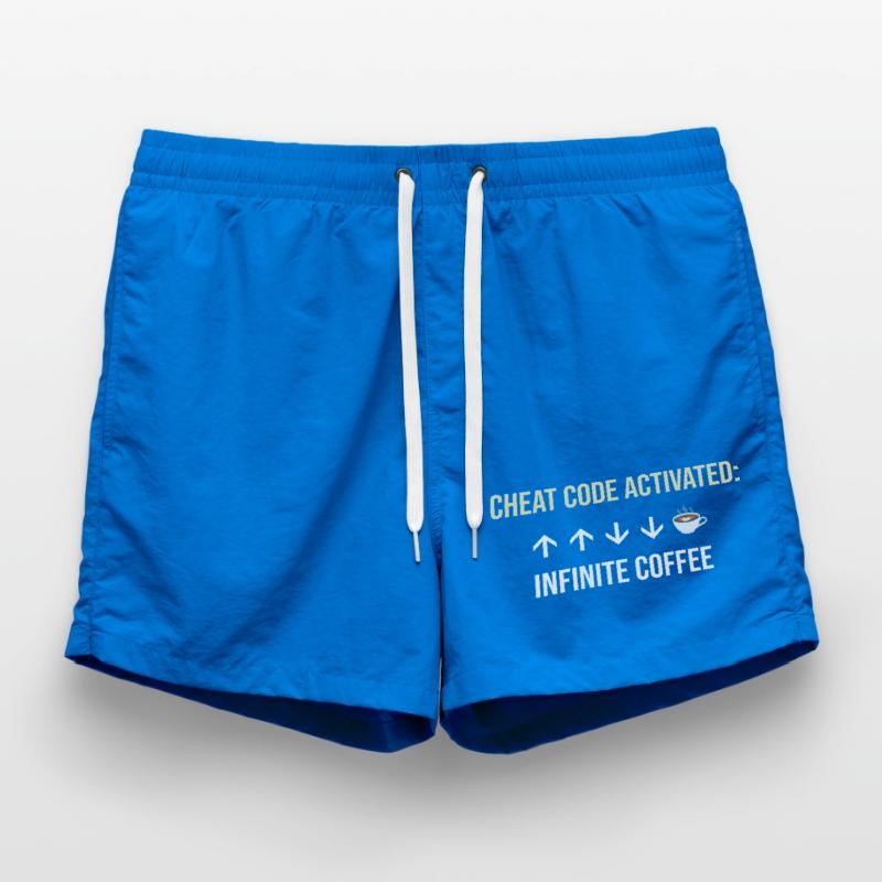 Infinite Coffee Active Cheat Code Swim Trunks