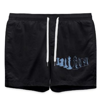 Echecs minimaliste silhouette échiquier des - Short de bain - noir - Devant - AI Model Male 185 light (185cm)