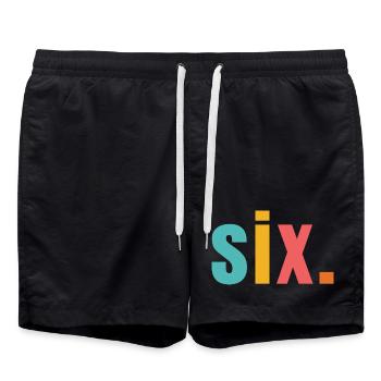 Six sech Jahre 6. Geburtstag Text Schrift Bunt - Badeshorts - Schwarz - Vorne - AI Model Male 185 light (185cm)