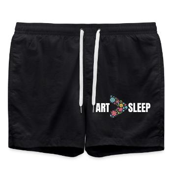 Blumenkunst > Schlaf – Lustiger Künstler T-Shirt - Badeshorts - Schwarz - Vorne - AI Model Male 185 light (185cm)