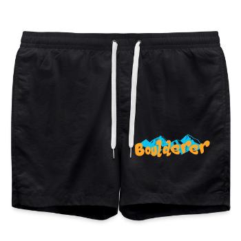 Bouldern Boulderer - Badeshorts - Schwarz - Vorne - AI Model Male 185 light (185cm)