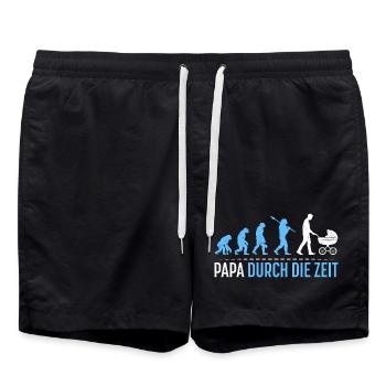 Werdender Vater PAPA DURCH DIE ZEIT Lustig - Badeshorts - Schwarz - Vorne - AI Model Male 185 light (185cm)