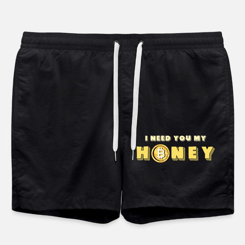 Honey and Bitcoin Design - Swim Trunks - black