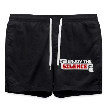 Profitez du silence Dire calme Silence Introverti - Short de bain - noir - Devant - AI Model Male 185 light (185cm)