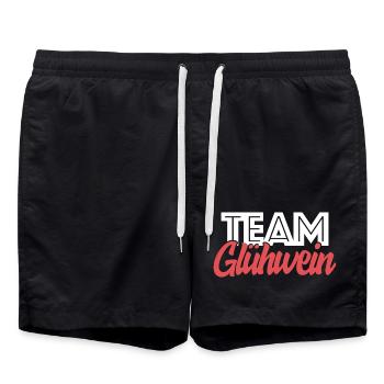 Team Mulled Wine Christmas Market Christmas Saying - Swim Trunks - black - Front - AI Model Male 185 light (185cm)