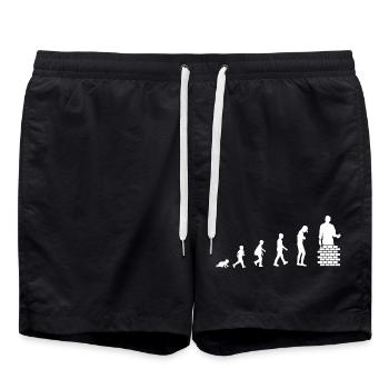 Evolution from baby to bricklayer / profession - Swim Trunks - black - Front - AI Model Male 185 light (185cm)