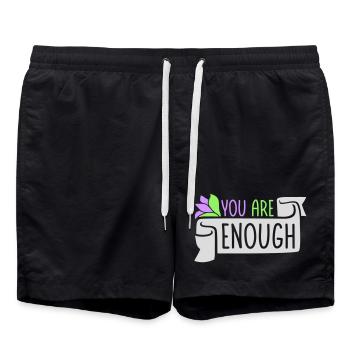 You Are Enough Self Love Motivational Quote - Swim Trunks - black - Front - AI Model Male 185 light (185cm)