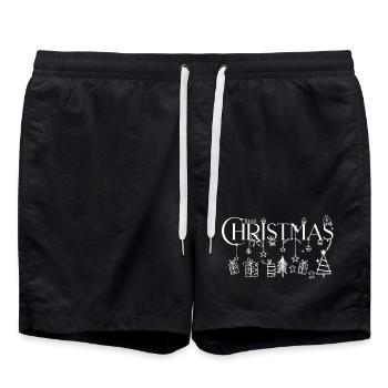 Christmas Line Art Ornament Design - Swim Trunks - black - Front - AI Model Male 185 light (185cm)