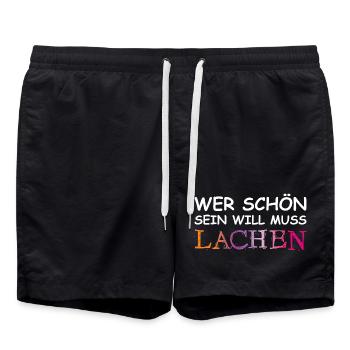 Wer schön sein will, muss lachen. - Badeshorts - Schwarz - Vorne - AI Model Male 185 light (185cm)