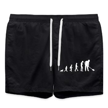 Evolution vom Baby zum Bauarbeiter - Badeshorts - Schwarz - Vorne - AI Model Male 185 light (185cm)