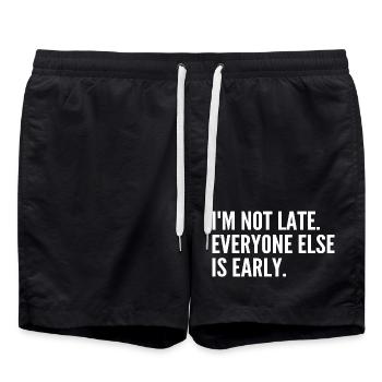 I'm not late, the others are ahead - Swim Trunks - black - Front - AI Model Male 185 light (185cm)
